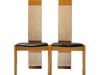 Post-Modern Slatted High Back Dining Room Chairs by Pietro Costantini, 1980s